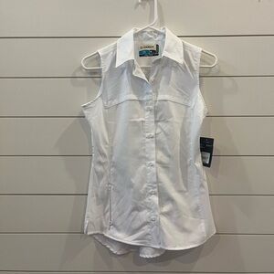 Magellan Outdoors Women's White Button Down Sleeveless Shirt